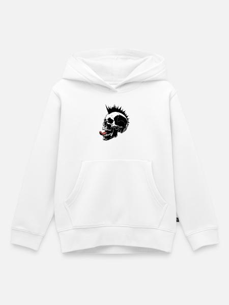 Skull Mohawk Punk Rocker Totenkopf - Kinder Premium Organic Hoodie - Weiß