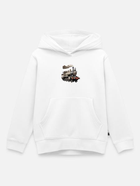 Klassische Dampflok im Retrolook - Kinder Premium Organic Hoodie - Weiß