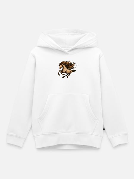 Feuriges Pferd mit fließender Mähne - Kinder Premium Organic Hoodie - Weiß