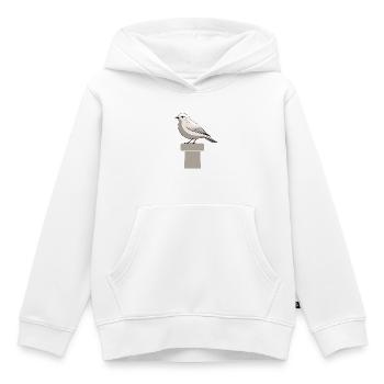 Möwe auf Block – Minimalistische Illustration - Kinder Premium Organic Hoodie - Weiß - Vorne - AI Model Kid Female (0cm)