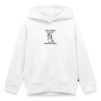 Fast gelächelt – Grummeliges Einhorn Morgenmuffel - Kinder Premium Organic Hoodie - Weiß - Vorne - AI Model Kid Female (0cm)