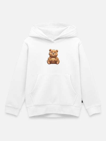 Kuschelbär Plüschmotiv - Kinder Premium Organic Hoodie - Weiß