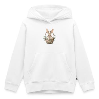 Fröhlicher Osterhase im Korb - Kinder Premium Organic Hoodie - Weiß - Vorne - AI Model Kid Female (0cm)