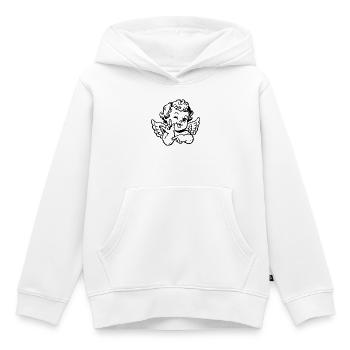 Chérubin Je t’aime – Ange avec le signe de main ILY - Sweat Premium à capuche enfant bio - blanc - Devant - AI Model Kid Female (0cm)