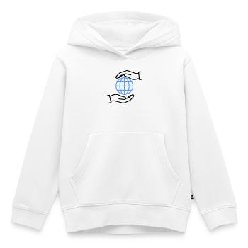 Globe Hands Out Global - Sweat Premium à capuche enfant bio - blanc - Devant - AI Model Kid Female (0cm)