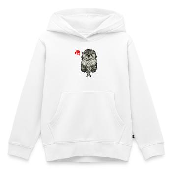 Loutre asiatique - Sweat Premium à capuche enfant bio - blanc - Devant - AI Model Kid Female (0cm)