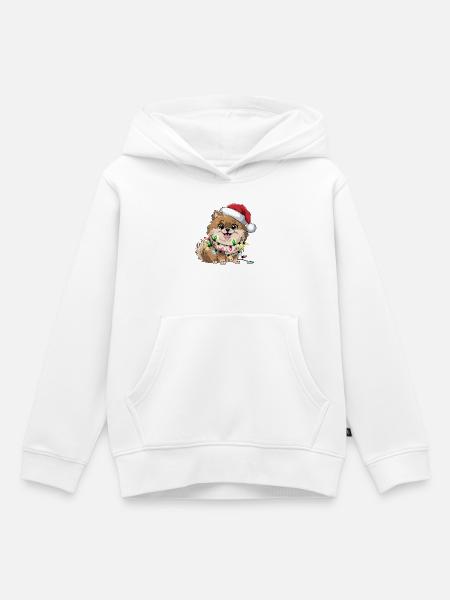 Weihnachtshund mit Lichterkette - Kinder Premium Organic Hoodie - Weiß