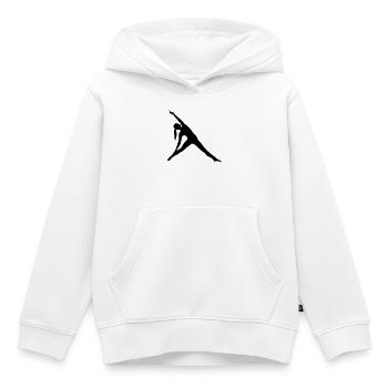 Exercice d’étirement en gymnastique - Sweat Premium à capuche enfant bio - blanc - Devant - AI Model Kid Female (0cm)