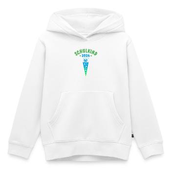 Schulkind 2026 Schultüte Sterne - blau grün - Kinder Premium Organic Hoodie - Weiß - Vorne - AI Model Kid Female (0cm)