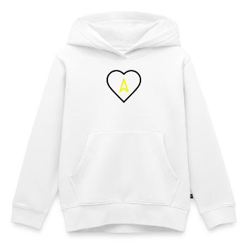 Herz mit Pfeil Richtung - Kinder Premium Organic Hoodie - Weiß - Vorne - AI Model Kid Female (0cm)