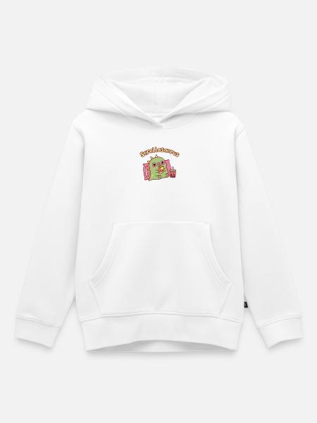 Niedlicher Scrollasaurus-Dinosaurier scrollt auf dem Handy - Kinder Premium Organic Hoodie - Weiß