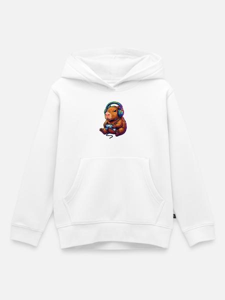 Capybara Lustige Videospiele Capybara - Kinder Premium Organic Hoodie - Weiß