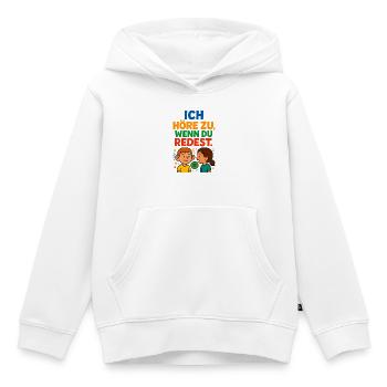 Ich höre zu, wenn du redest. | Empathie Shirt Cool - Kinder Premium Organic Hoodie - Weiß - Vorne - AI Model Kid Female (0cm)