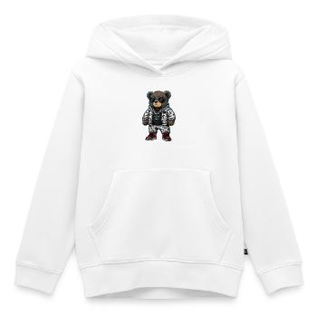 Cooler Bär in Camouflage Hoodie - Kinder Premium Organic Hoodie - Weiß - Vorne - AI Model Kid Female (0cm)