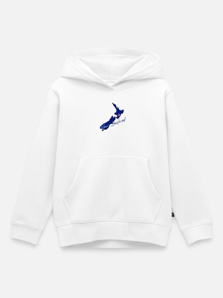 Karte mit der Flagge Neuseelands - Kinder Premium Organic Hoodie - Weiß