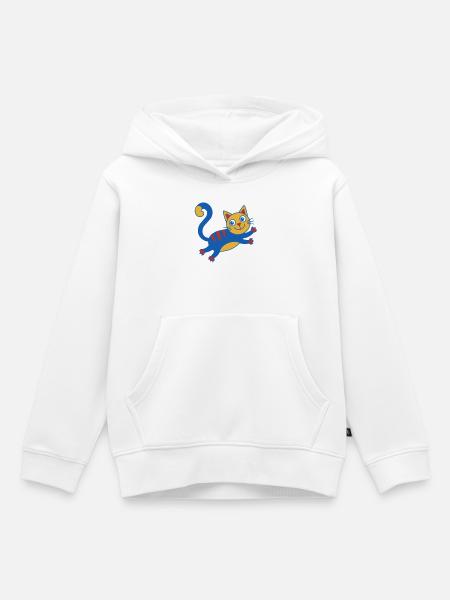 Bunter Katzenzauber Sprung - Kinder Premium Organic Hoodie - Weiß