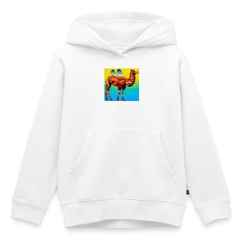 chameau - Sweat Premium à capuche enfant bio - blanc - Devant - AI Model Kid Female (0cm)