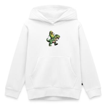 Sour cucumber rides dinosaur - Kids Premium Organic Hoodie - white - Front - AI Model Kid Female (0cm)