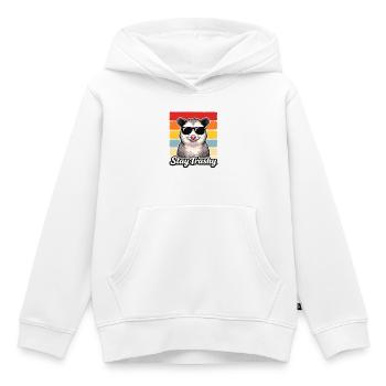 Reste un t-shirt rétro drôle d’animal drôle d’opossum trashy - Sweat Premium à capuche enfant bio - blanc - Devant - AI Model Kid Female (0cm)