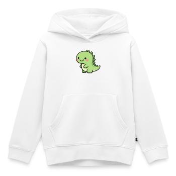Petit Dino Vert - Sweat Premium à capuche enfant bio - blanc - Devant - AI Model Kid Female (0cm)