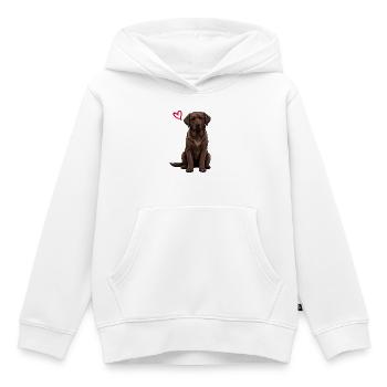 Labrador brun, Labrador brun - Sweat Premium à capuche enfant bio - blanc - Devant - AI Model Kid Female (0cm)