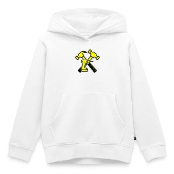 Werkzeug Bohrer Hämmer Gelb - Kinder Premium Organic Hoodie - Weiß - Vorne - AI Model Kid Female (0cm)