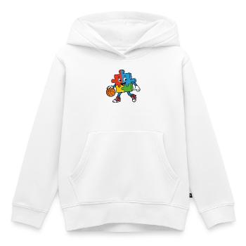 Une pièce de puzzle colorée dribble au basket - Sweat Premium à capuche enfant bio - blanc - Devant - AI Model Kid Female (0cm)