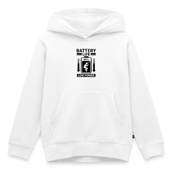 Autonomie Faible consommation Humour Batterie vide - Sweat Premium à capuche enfant bio - blanc - Devant - AI Model Kid Female (0cm)