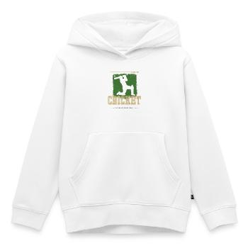 Conception du batteur de cricket pour lanceur ou entraîneur - Sweat Premium à capuche enfant bio - blanc - Devant - AI Model Kid Female (0cm)