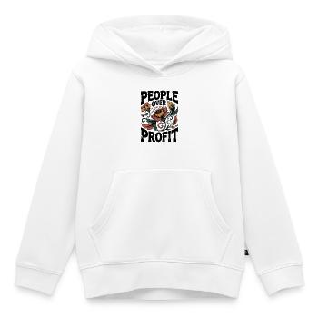 People Before Profit People Over Profit Statement - Kids Premium Organic Hoodie - white - Front - AI Model Kid Female (0cm)