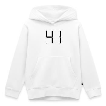 NUMÉRO 41 Quarante-et-Un Cadeaux Numériques - Sweat Premium à capuche enfant bio - blanc - Devant - AI Model Kid Female (0cm)