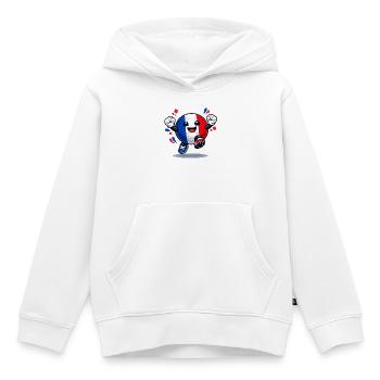 Dessin animé du héros du football français - Sweat Premium à capuche enfant bio - blanc - Devant - AI Model Kid Female (0cm)