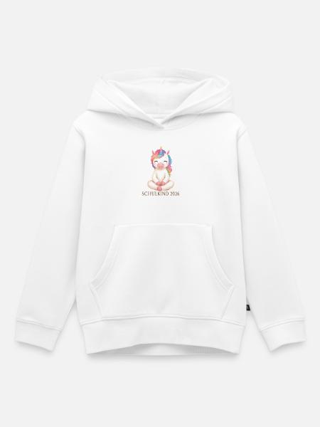 Schulkind 2026 Einhorn Shirt - Kinder Premium Organic Hoodie - Weiß