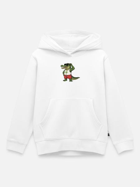 Krokodil Comic - Kinder Premium Organic Hoodie - Weiß