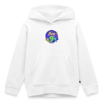 Joyeux anniversaire Boy 9 Dinosaur Vintage Design - Sweat Premium à capuche enfant bio - blanc - Devant - AI Model Kid Female (0cm)