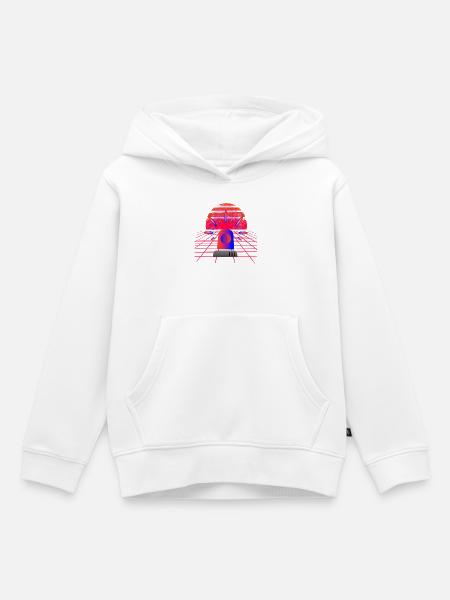 Retro Synthwave Sirene Blaulicht Neon - Kinder Premium Organic Hoodie - Weiß