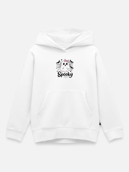 Spooky Ghost Halloween - Kinder Premium Organic Hoodie - Weiß