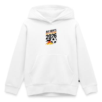 Fußball Flamme 2026 | Auf Geht's Deutschland - Kinder Premium Organic Hoodie - Weiß - Vorne - AI Model Kid Female (0cm)