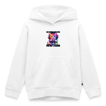 Ich pausiere mein Spiel für die 1. Klasse Katze - Kinder Premium Organic Hoodie - Weiß - Vorne - AI Model Kid Female (0cm)