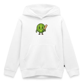 Lustige Wassermelone Mit Cricket Schlaeger - Kinder Premium Organic Hoodie - Weiß - Vorne - AI Model Kid Female (0cm)