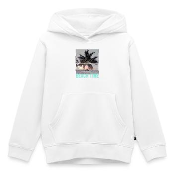 Plage avec Vintage Beach et Sunset - Sweat Premium à capuche enfant bio - blanc - Devant - AI Model Kid Female (0cm)