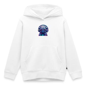 Pop Art Mops mit Kopfhörer Neon DJ Hund - Kinder Premium Organic Hoodie - Weiß - Vorne - AI Model Kid Female (0cm)