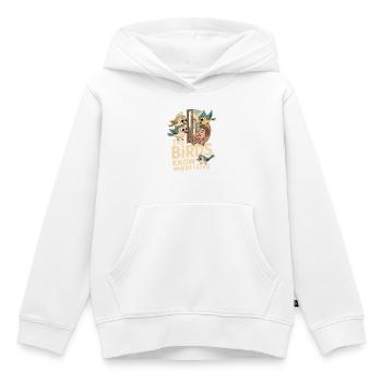Dessin animé Les oiseaux savent où j’habite - Sweat Premium à capuche enfant bio - blanc - Devant - AI Model Kid Female (0cm)