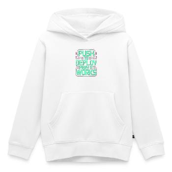 Développeur d’applications mobiles pousse à déployer un programmeur - Sweat Premium à capuche enfant bio - blanc - Devant - AI Model Kid Female (0cm)