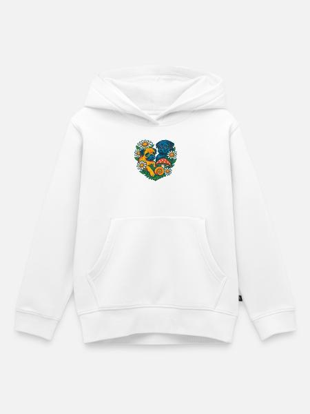 Lebendiges florales Mops-Duo - Kinder Premium Organic Hoodie - Weiß