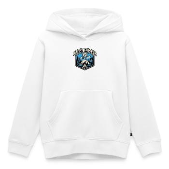 Happy Camper Badge - Kids Premium Organic Hoodie - white - Front - AI Model Kid Female (0cm)