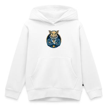 Logo clipart de personnage de personnage de dessin animé mascotte Boar Kawaii - Sweat Premium à capuche enfant bio - blanc - Devant - AI Model Kid Female (0cm)