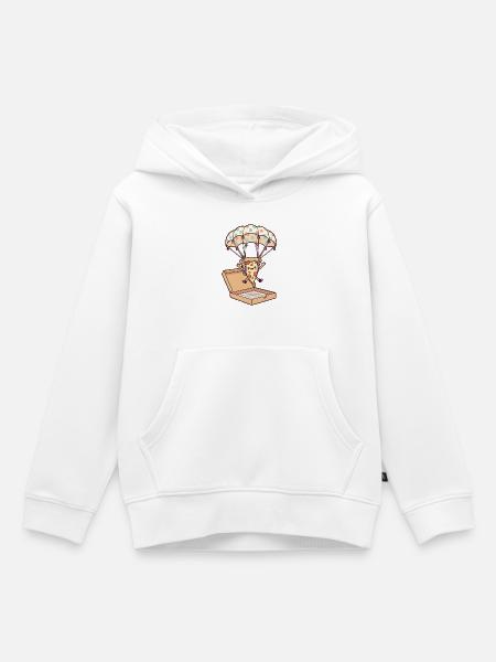 Pizza Fallschirm Skydiving - Kinder Premium Organic Hoodie - Weiß