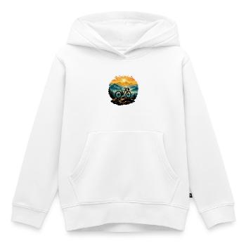 Montagnes MTB Sentier du Couchant du Soleil Pics naturels pour cyclistes - Sweat Premium à capuche enfant bio - blanc - Devant - AI Model Kid Female (0cm)