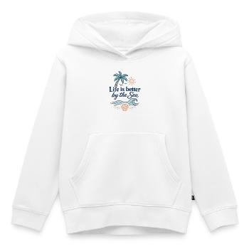 La vie est meilleure au bord de la mer Adore les vacances - Sweat Premium à capuche enfant bio - blanc - Devant - AI Model Kid Female (0cm)